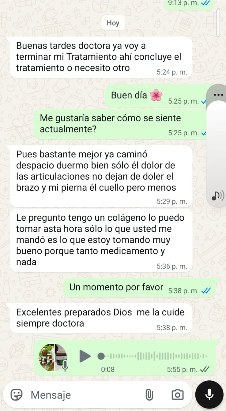 Testimonio de Paciente vía WhatsApp