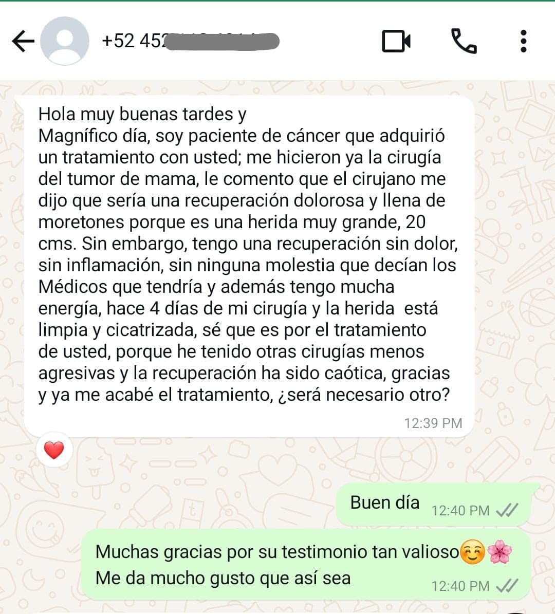 Testimonio de Cliente vía WhatsApp